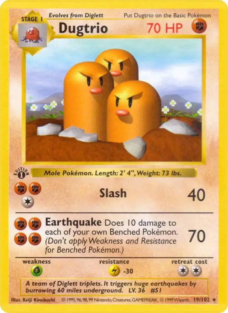 Dugtrio (019/102) [Base Set Shadowless (1st Edition)]