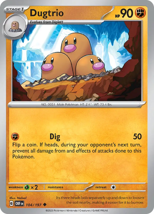 Dugtrio (104/197) [Scarlet & Violet: Obsidian Flames] - Pokemon Single