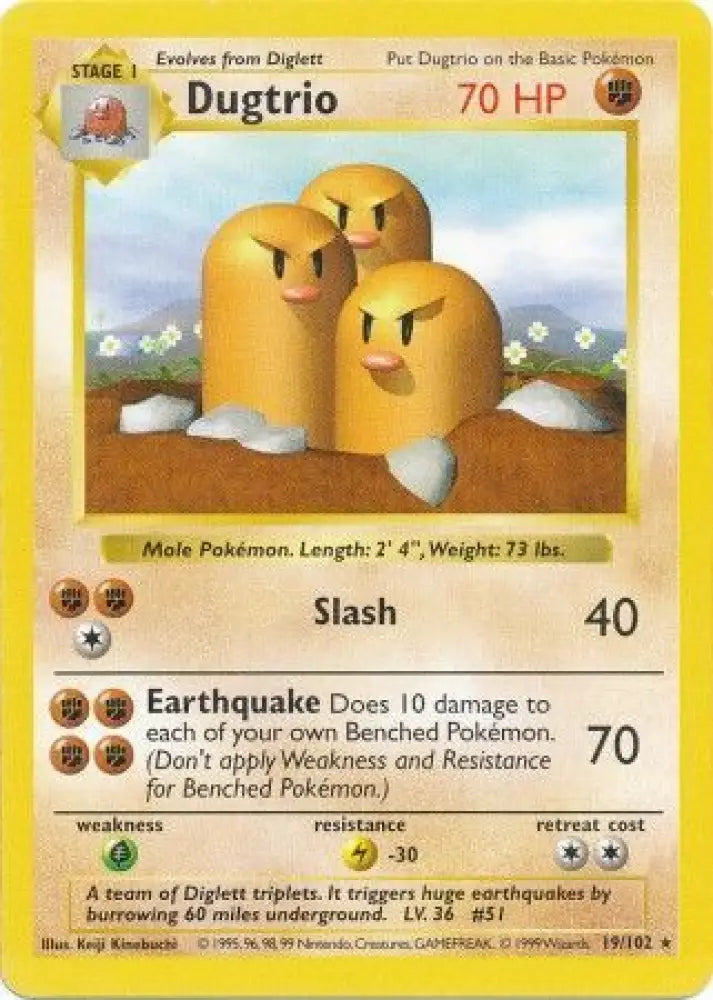 Dugtrio (19/102) [Base Set Shadowless Unlimited] - Pokemon Single