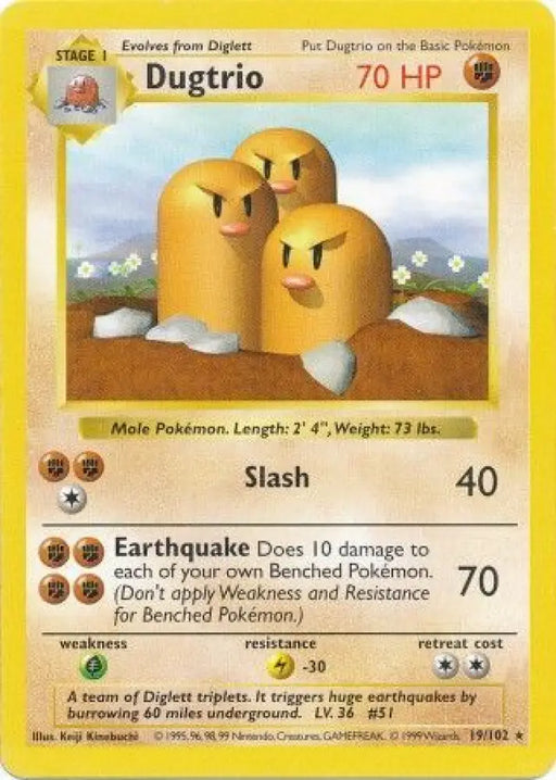 Dugtrio (19/102) [Base Set Shadowless Unlimited] - Pokemon Single