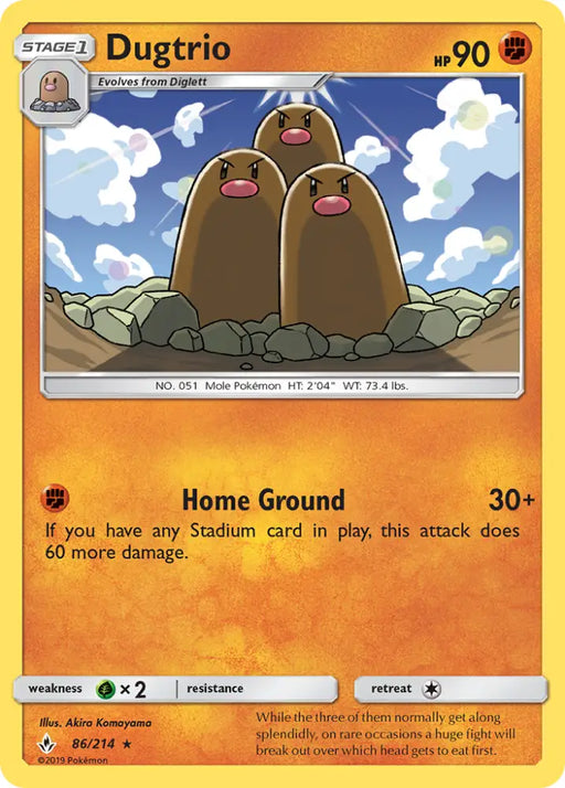 Dugtrio (86/214) [Sun & Moon: Unbroken Bonds] - Pokemon Single