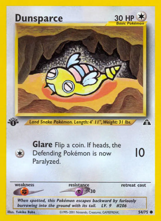 Dunsparce (54/75) [Neo Discovery 1st Edition] - Pokemon Single