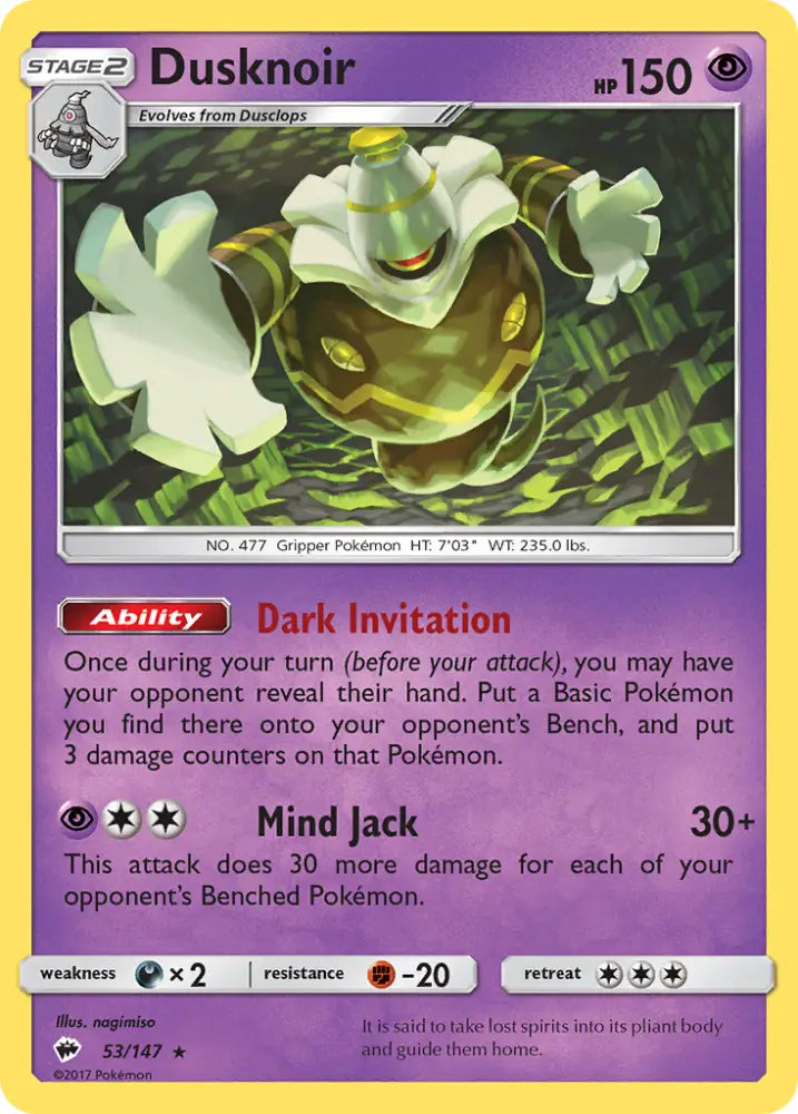 Dusknoir (53/147) [Sun & Moon: Burning Shadows] - Pokemon Single