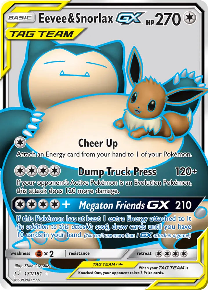 Eevee & Snorlax GX (171/181) [Sun & Moon: Team Up] - Pokemon Single