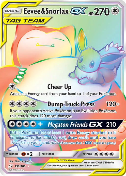 Eevee & Snorlax GX (191/181) [Sun & Moon: Team Up] - Pokemon Single