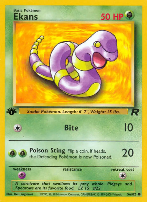 Ekans (56/82) [Team Rocket 1st Edition] - Pokemon Single