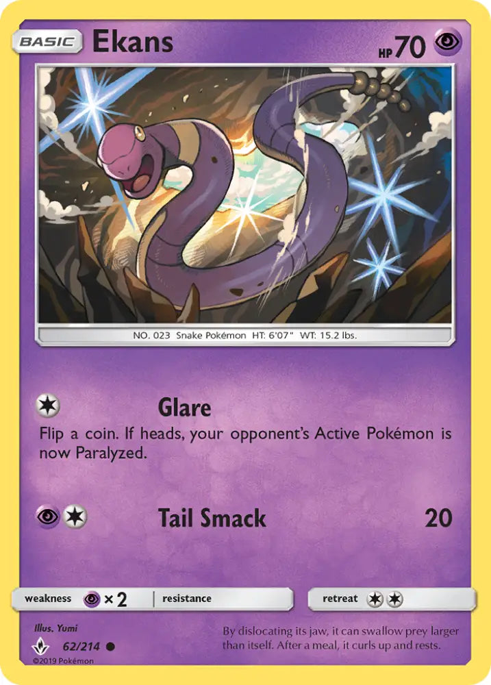 Ekans (62/214) [Sun & Moon: Unbroken Bonds] - Pokemon Single