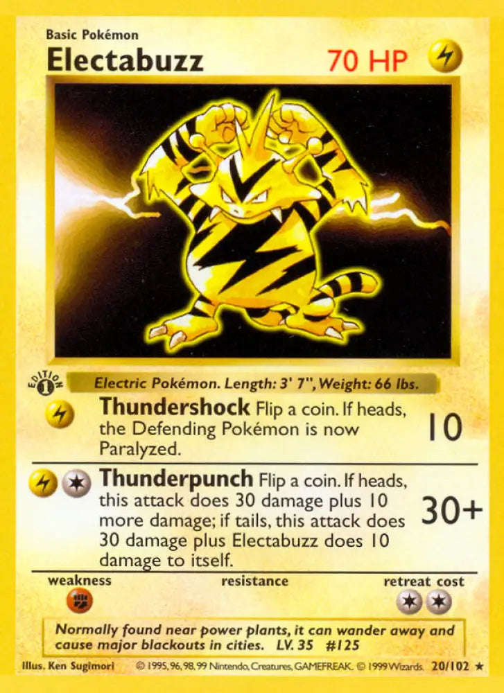 Electabuzz (20/102) (Shadowless) [Base Set 1st Edition] - Pokemon Single