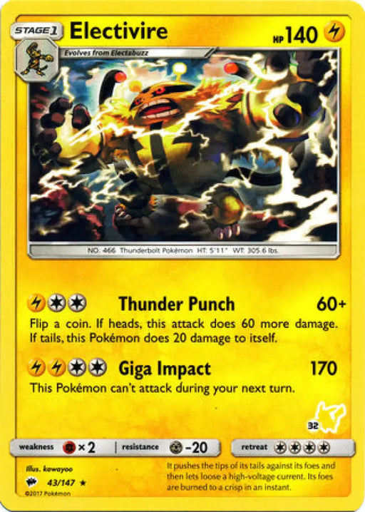 Electivire (43/147) (Pikachu Stamp #32) [Battle Academy 2020] - Pokemon Single