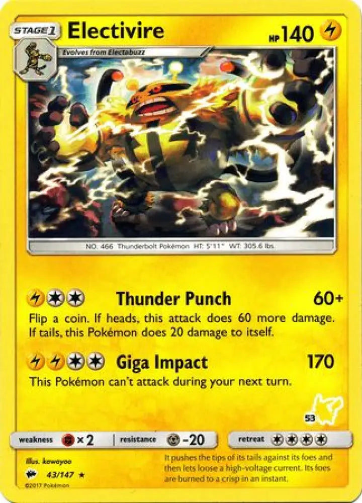 Electivire (43/147) (Pikachu Stamp #53) [Battle Academy 2020] - Pokemon Single