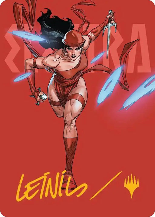 Elektra, Daughter of the Hand Art Card (Gold-Stamped Signature) (25) [Marvel Super Heroes Art Series]