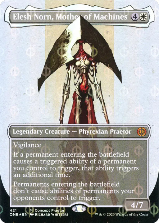 Elesh Norn Mother of Machines (Borderless Concept Praetors Step-and-Compleat Foil) [Phyrexia: All Will Be One] - MTG