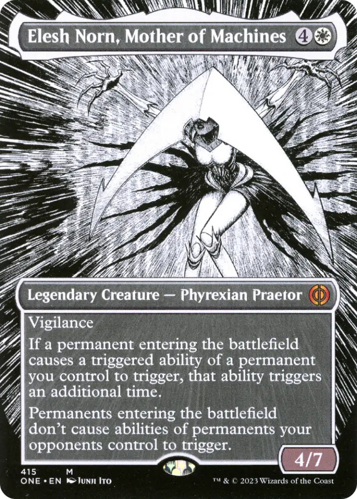 Elesh Norn Mother of Machines (Borderless Manga) [Phyrexia: All Will Be One] - MTG Single