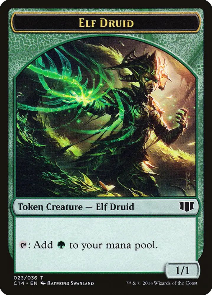Elf Druid // Beast (020/036) Double-Sided Token [Commander 2014 Tokens] - MTG Single