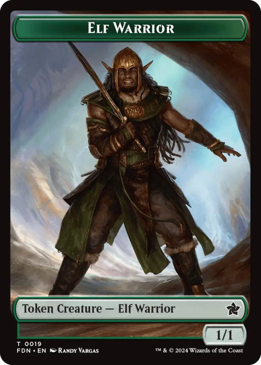 Elf Warrior // Raccoon Doubled-Sided Token [Foundations Tokens] - MTG Single
