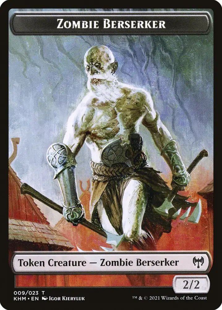 Elf Warrior // Zombie Berserker Double-Sided Token [Kaldheim Tokens] - MTG Single