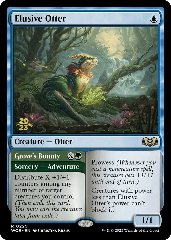 Elusive Otter // Grove’s Bounty [Wilds of Eldraine Prerelease Promos] - MTG Single