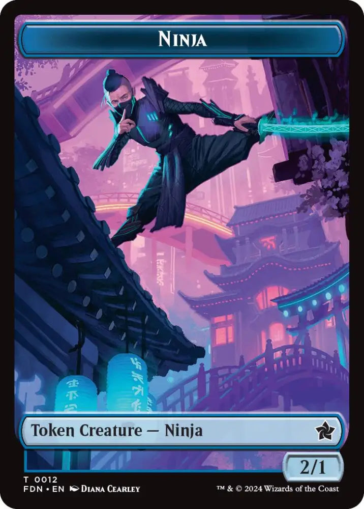 Emblem - Kaito Cunning Infiltrator // Ninja Doubled-Sided Token [Foundations Tokens] - MTG Single