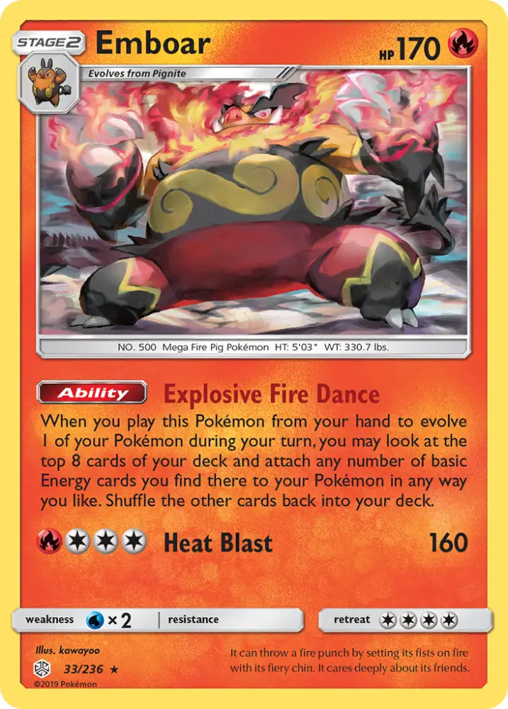 Emboar (33/236) [Sun & Moon: Cosmic Eclipse] - Pokemon Single