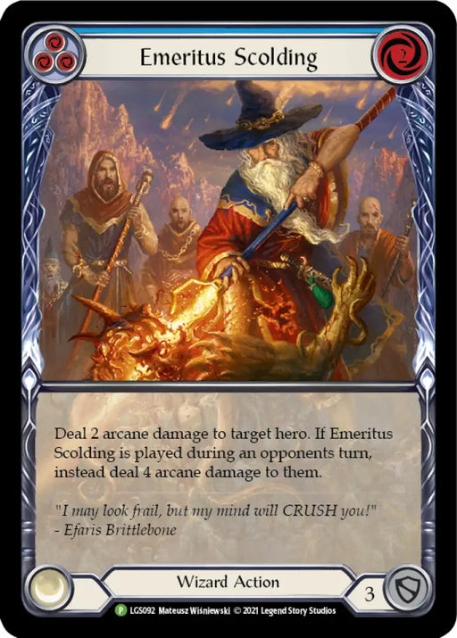 Emeritus Scolding (Blue Extended Art) [LGS092] (Promo) Rainbow Foil - Flesh And Blood Single