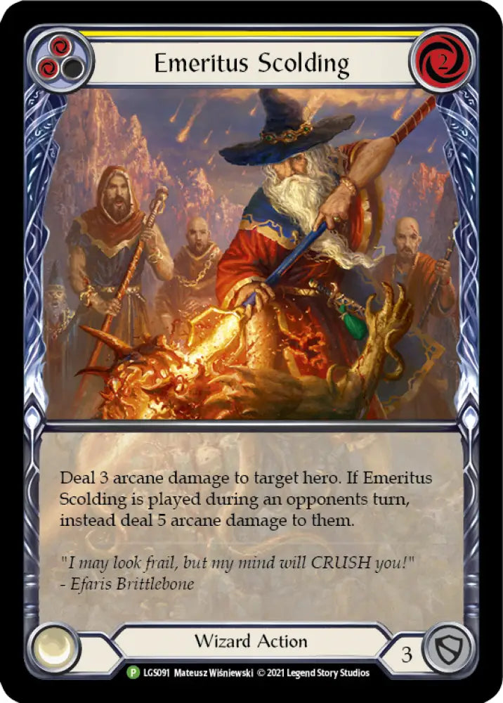 Emeritus Scolding (Yellow Extended Art) [LGS091] (Promo) Rainbow Foil - Flesh And Blood Single