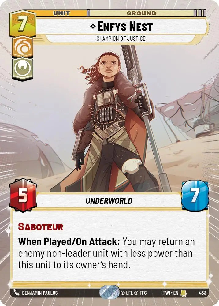 Enfys Nest - Champion of Justice (Hyperspace) (463) [Twilight of the Republic] - Star Wars: Unlimited Single