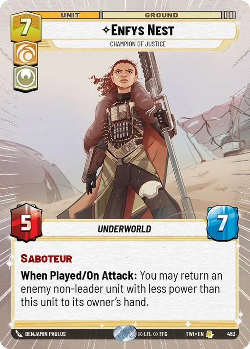 Enfys Nest - Champion of Justice (Hyperspace) (463) [Twilight of the Republic] - Star Wars: Unlimited Single