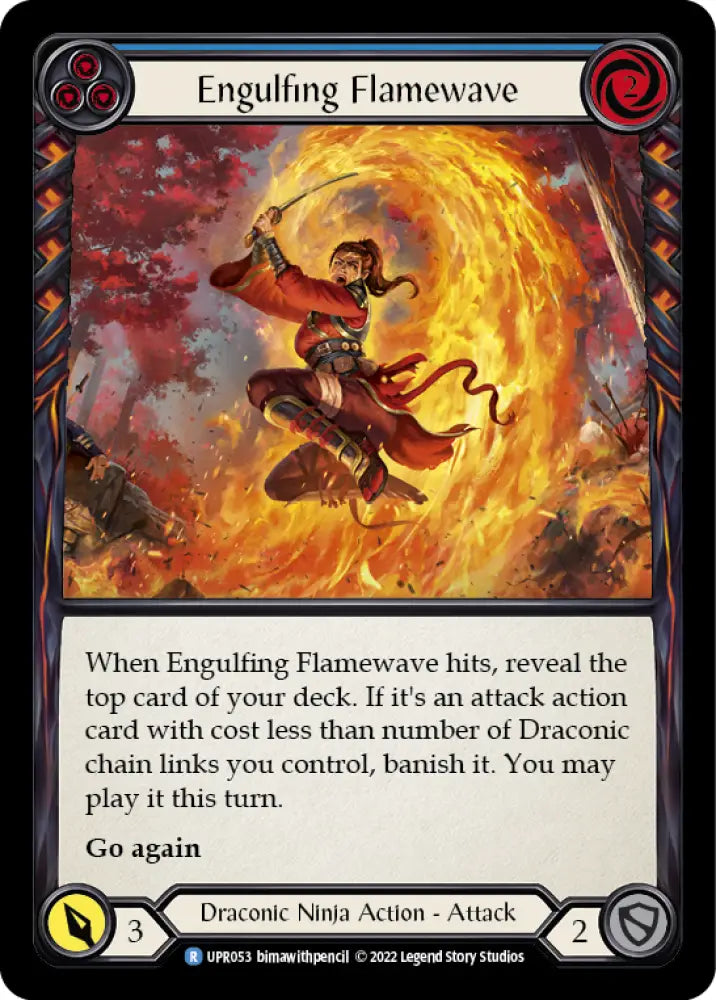 Engulfing Flamewave (Blue) [Uprising] Rainbow Foil - Flesh And Blood Single