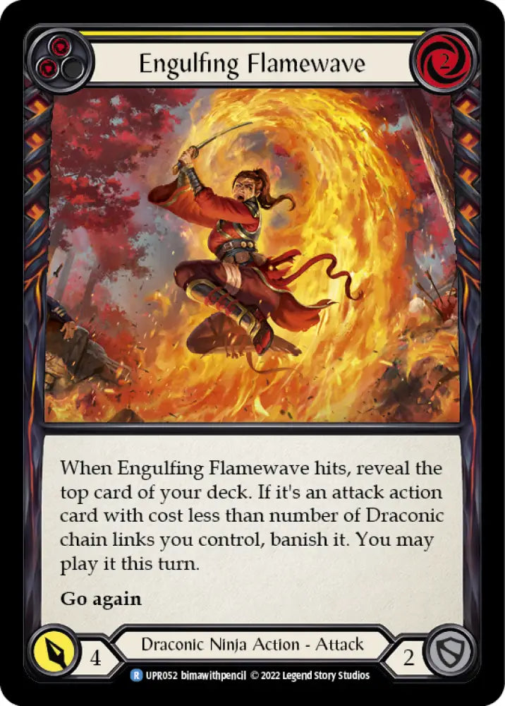 Engulfing Flamewave (Yellow) [Uprising] Rainbow Foil - Flesh And Blood Single