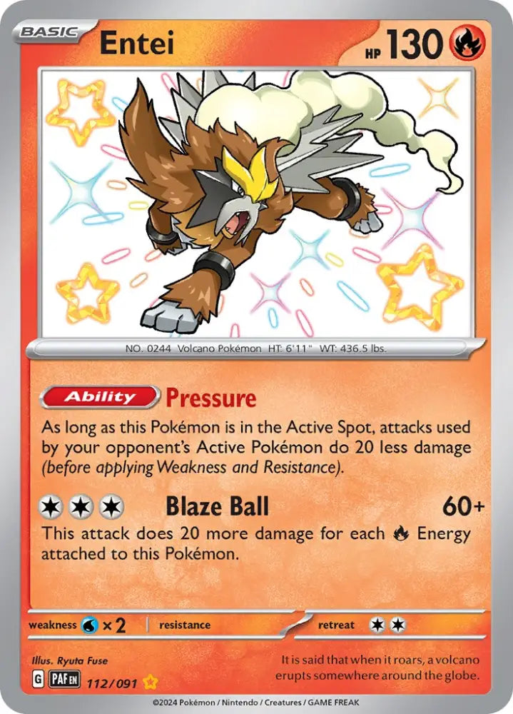 Entei (112/091) [Scarlet & Violet: Paldean Fates] - Pokemon Single