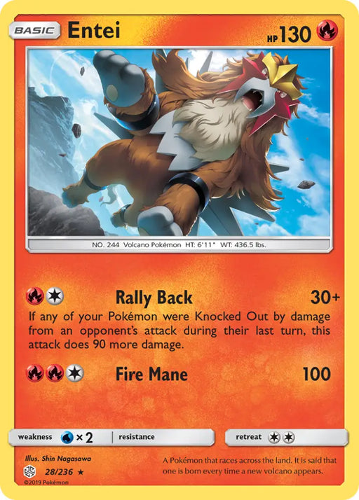 Entei (28/236) [Sun & Moon: Cosmic Eclipse] - Pokemon Single
