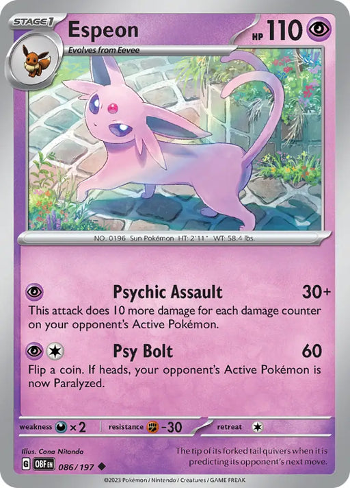 Espeon (086/197) [Scarlet & Violet: Obsidian Flames] - Pokemon Single