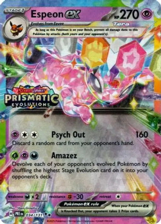 Espeon ex (034/131) (Prismatic Evolutions Stamp) [Scarlet & Violet: Prismatic Evolutions] - Pokemon Single