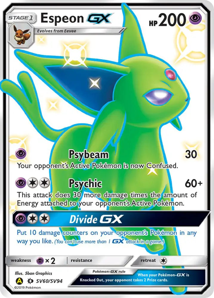 Espeon GX (SV60/SV94) [Sun & Moon: Hidden Fates - Shiny Vault] - Pokemon Single