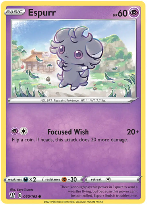 Espurr (060/163) [Sword & Shield: Battle Styles] - Pokemon Single