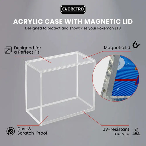 Evoretro Pokemon Acrylic Case for Elite Trainer Box with Magnetic Lid - Accessoire