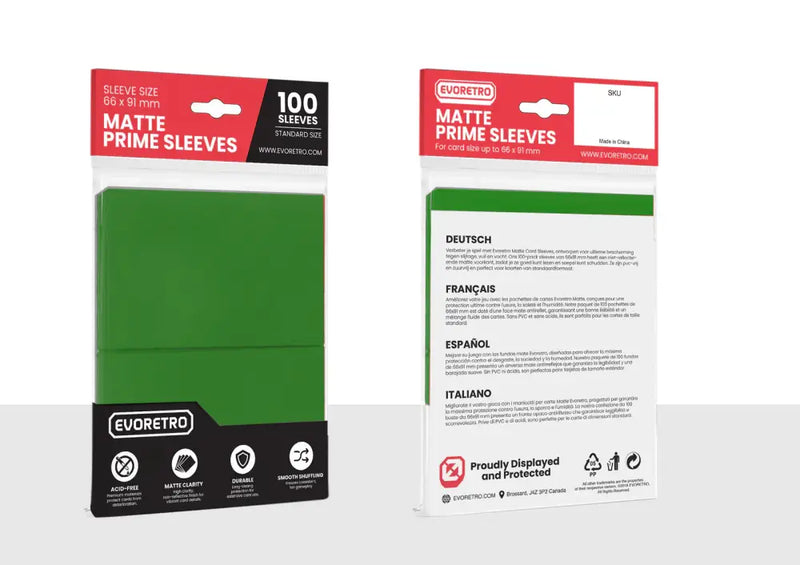 Evoretro Sleeves Green 100ct - Accessoire
