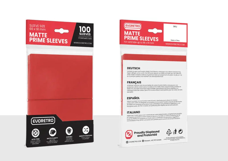 Evoretro Sleeves Matte Red 100ct - Accessoire