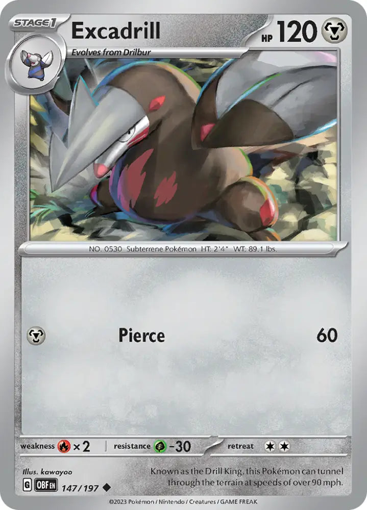 Excadrill (147/197) [Scarlet & Violet: Obsidian Flames] - Pokemon Single