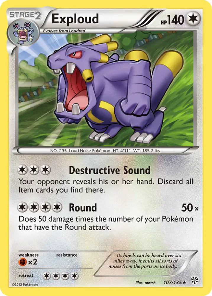 Exploud (107/135) [Black & White: Plasma Storm] - Pokemon Single