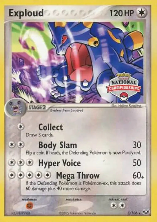 Exploud (3/106) (National Championship Promo) [EX: Emerald] - Pokemon Single