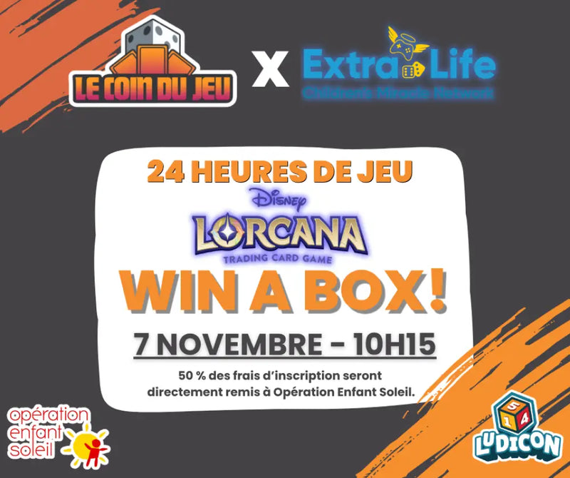 Extra Life Lorcana Win a Box Saturday November 7th at 10:15am (2026 Edition) - Billet