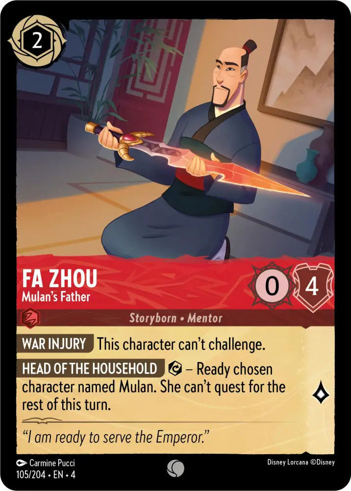 Fa Zhou - Mulan’s Father (105/204) [Ursula’s Return] - Lorcana Single