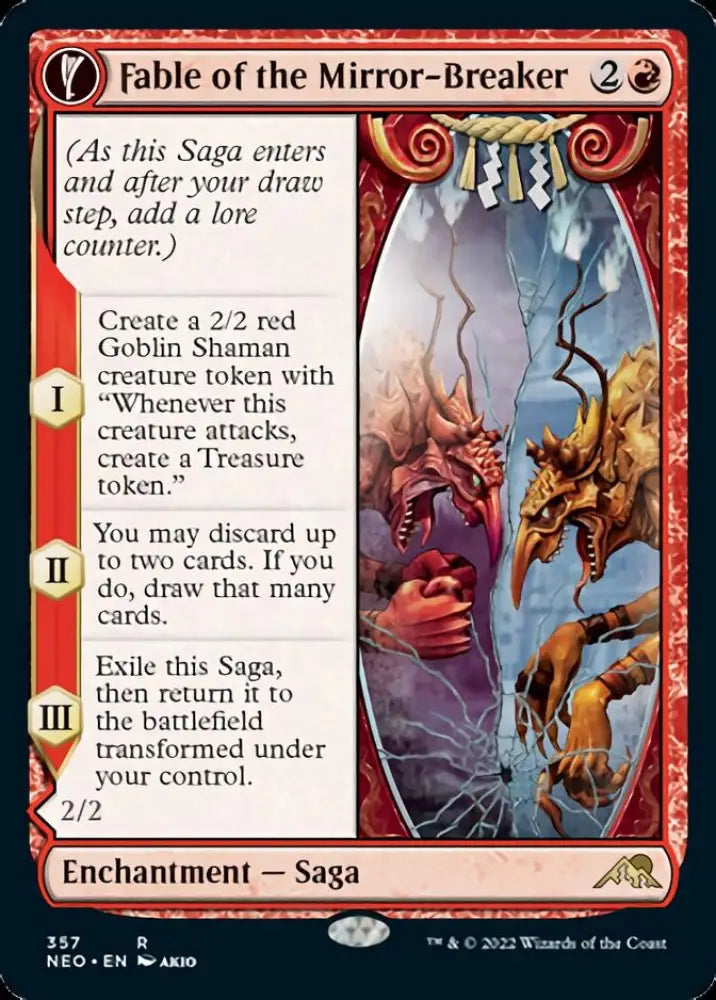 Fable of the Mirror-Breaker // Reflection of Kiki-Jiki (Showcase Soft Glow) [Kamigawa: Neon Dynasty] - MTG Single