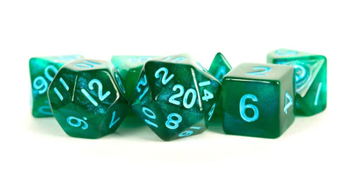 FanRoll: Acrylic 7 Dice Set Stardust Green Blue 16mm - Accessoire