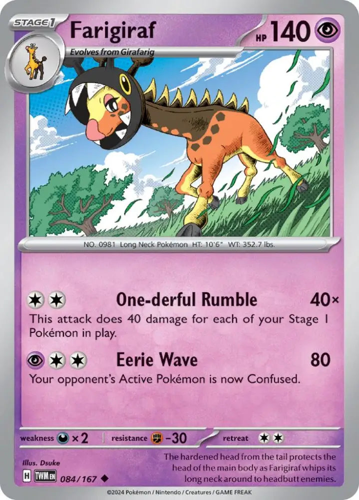 Farigiraf (084/167) [Scarlet & Violet: Twilight Masquerade] - Pokemon Single
