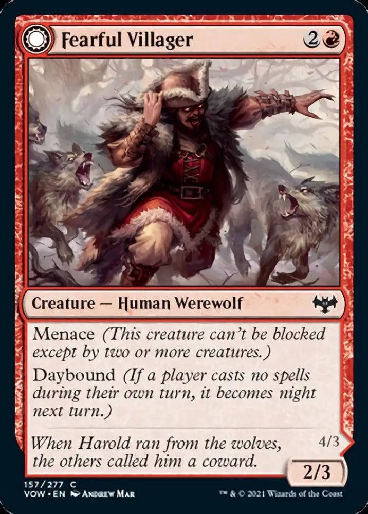 Fearful Villager // Fearsome Werewolf [Innistrad: Crimson Vow] - MTG Single