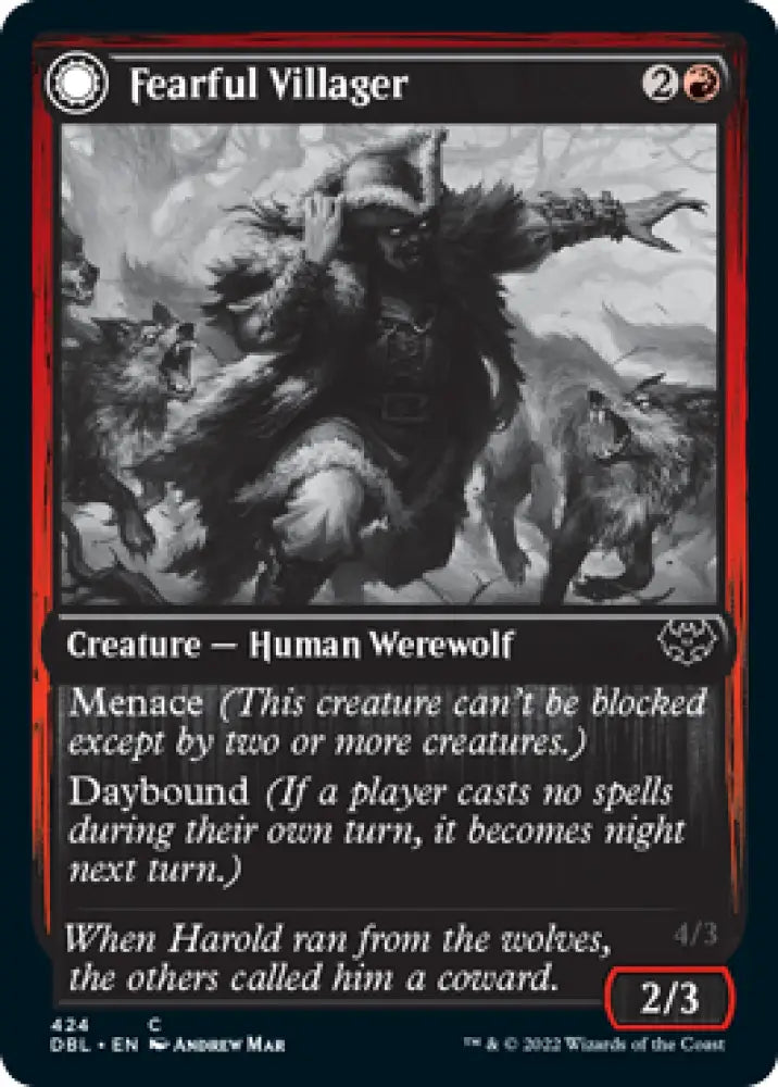 Fearful Villager // Fearsome Werewolf [Innistrad: Double Feature] - MTG Single