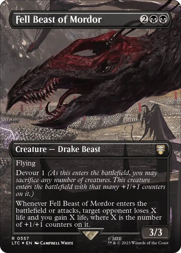 Fell Beast of Mordor (Borderless) (Surge Foil) [The Lord of the Rings: Tales of Middle-Earth Commander] - MTG Single