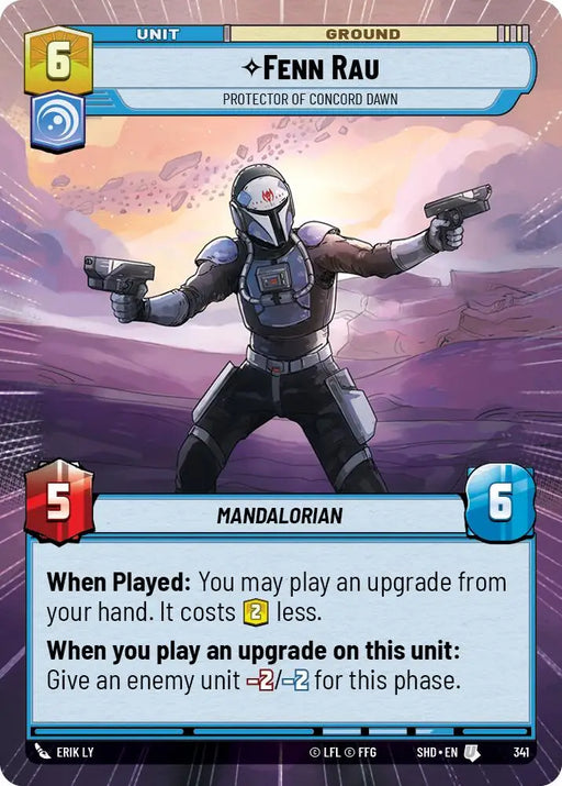Fenn Rau - Protector of Concord Dawn (Hyperspace) (341) [Shadows of the Galaxy] - Star Wars: Unlimited Single